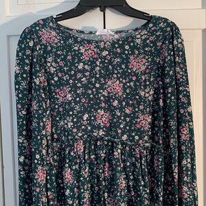 Emily Wonder Green & Purple Floral Peplum Blouse